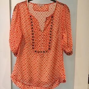 Orange graphic blouse with camisole